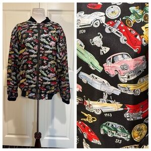 Silk! Vintage! 1993 Nicole Miller silk Cadillac cars jacket!
